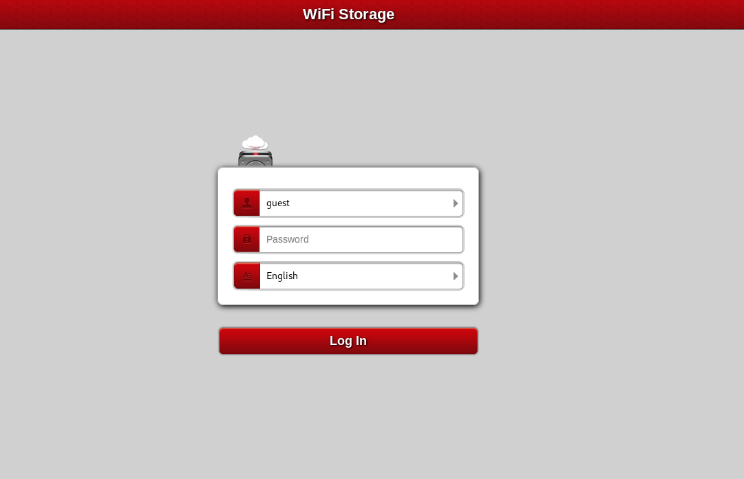 Screenshot of the login web interface